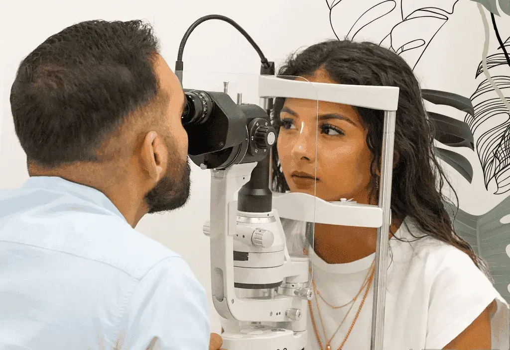 Professional eye examination at Patel Optics